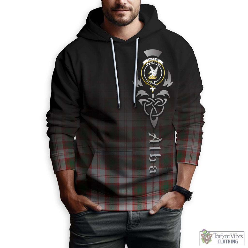 Tartan Vibes Clothing Lindsay Dress Red Tartan Hoodie Featuring Alba Gu Brath Family Crest Celtic Inspired