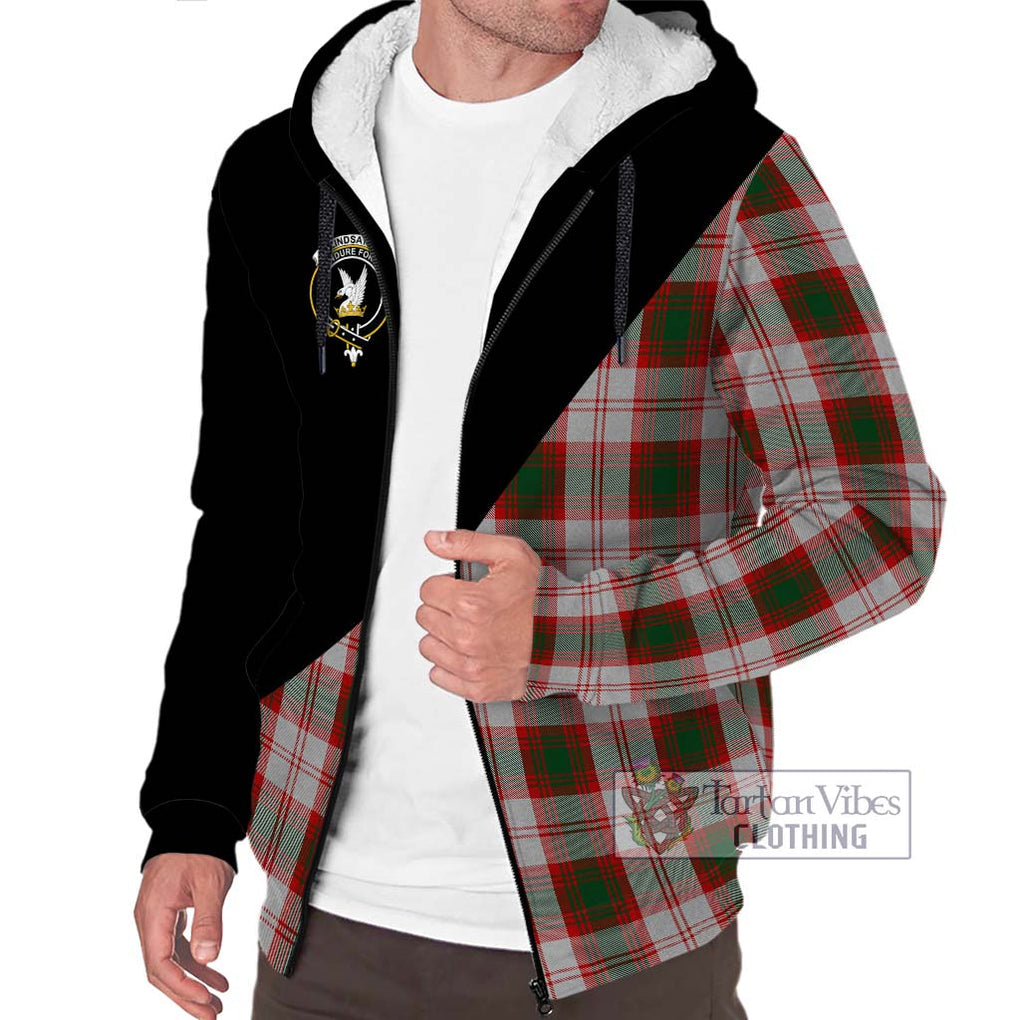 Lindsay Dress Red Tartan Sherpa Hoodie with Family Crest and Military Logo Style Unisex S - Tartanvibesclothing Shop