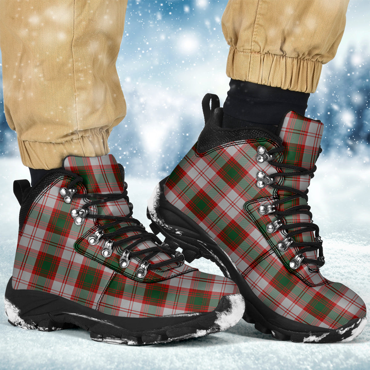 Lindsay Dress Red Tartan Alpine Boots - Tartanvibesclothing