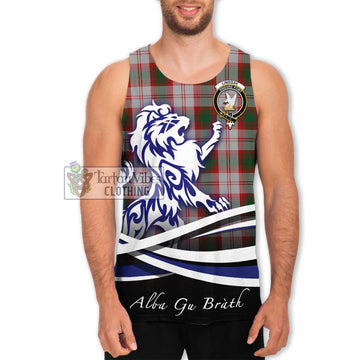 Lindsay Dress Red Tartan Men's Tank Top with Alba Gu Brath Regal Lion Emblem