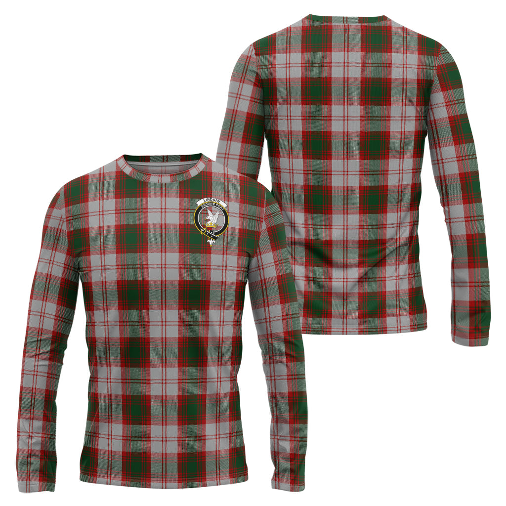 lindsay-dress-red-tartan-long-sleeve-t-shirt-with-family-crest