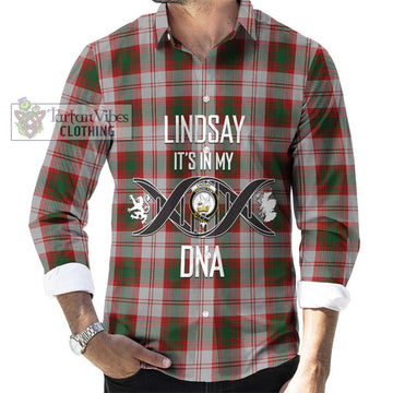 Lindsay Dress Red Tartan Long Sleeve Button Shirt with Family Crest DNA In Me Style