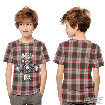 Lindsay Dress Red Tartan Kid T-Shirt with Family Crest DNA In Me Style