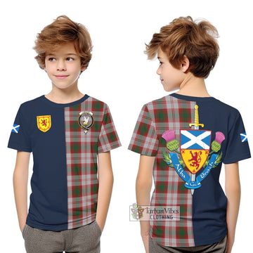 Lindsay Dress Red Tartan Kid T-Shirt Alba with Scottish Lion Royal Arm Half Style