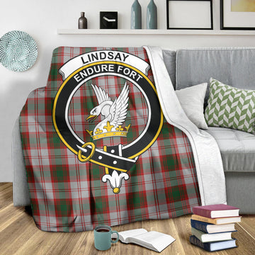 Lindsay Dress Red Tartan Blanket with Family Crest