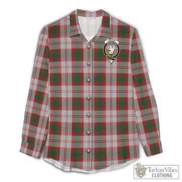 Lindsay Dress Red Tartan Women's Casual Shirt with Family Crest