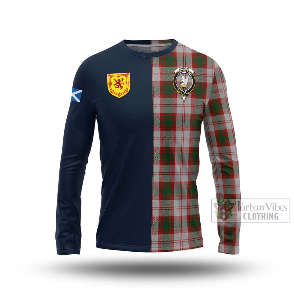 Tartan Vibes Clothing Lindsay Dress Red Tartan Long Sleeve T-Shirt with Scottish Lion Royal Arm Half Style