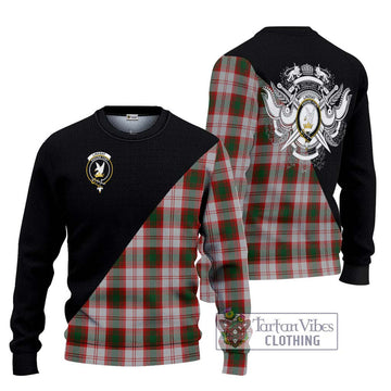 Lindsay Dress Red Tartan Ugly Sweater with Family Crest and Military Logo Style