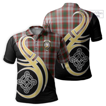 Lindsay Dress Red Tartan Polo Shirt with Family Crest and Celtic Symbol Style