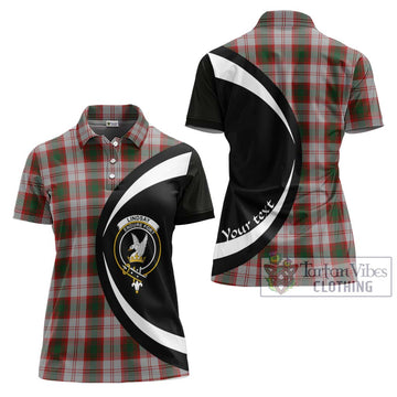 Lindsay Dress Red Tartan Women's Polo Shirt with Family Crest Circle Style