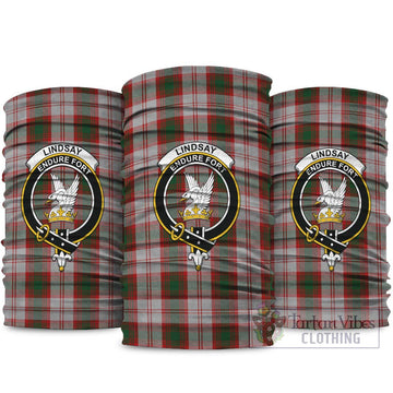 Lindsay Dress Red Tartan Neck Gaiters, Tartan Bandanas, Tartan Head Band with Family Crest