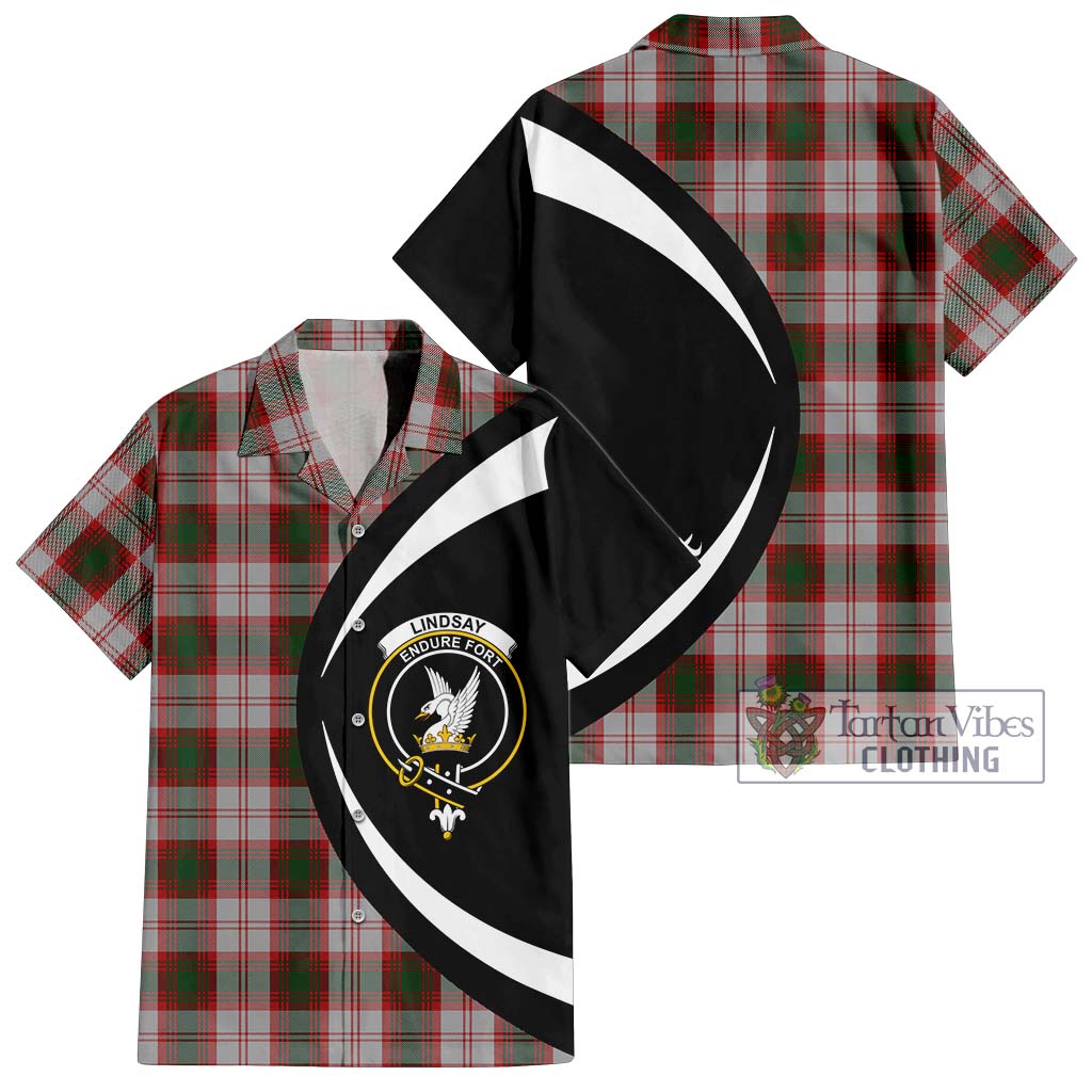 Lindsay Dress Red Tartan Short Sleeve Button Up with Family Crest Circle Style Kid - Tartan Vibes Clothing