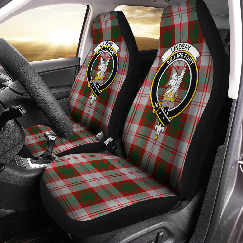 Lindsay Dress Red Tartan Car Seat Cover with Family Crest One Size - Tartanvibesclothing