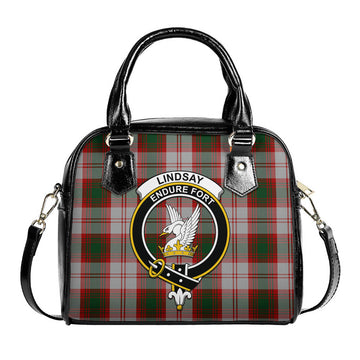 Lindsay Dress Red Tartan Shoulder Handbags with Family Crest