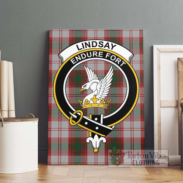 Lindsay Dress Red Tartan Canvas Print Wall Art with Family Crest