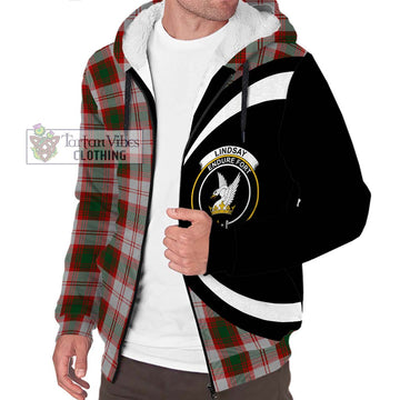 Lindsay Dress Red Tartan Sherpa Hoodie with Family Crest Circle Style