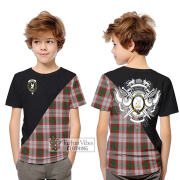 Lindsay Dress Red Tartan Kid T-Shirt with Family Crest and Military Logo Style