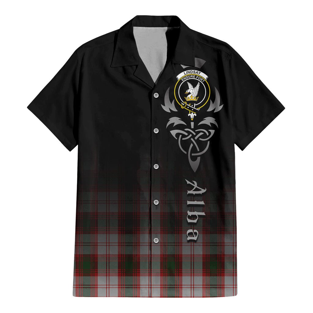 Tartan Vibes Clothing Lindsay Dress Red Tartan Short Sleeve Button Up Featuring Alba Gu Brath Family Crest Celtic Inspired