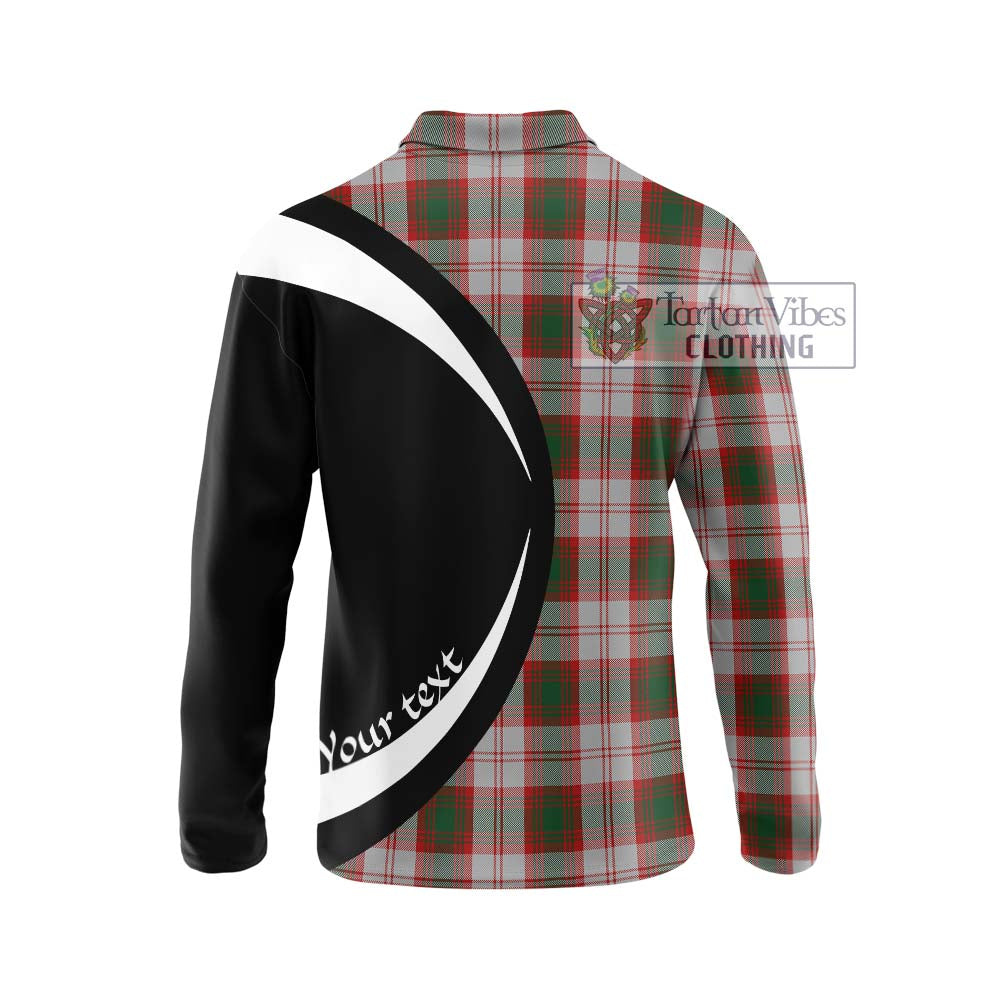 Lindsay Dress Red Tartan Long Sleeve Polo Shirt with Family Crest Circle Style - Tartan Vibes Clothing