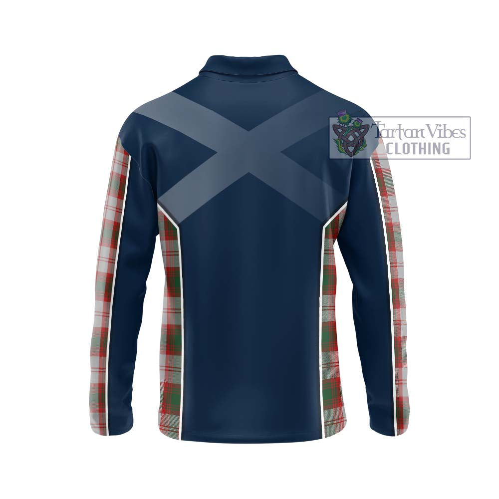 Lindsay Dress Red Tartan Long Sleeve Polo Shirt with Family Crest and Lion Rampant Vibes Sport Style - Tartan Vibes Clothing