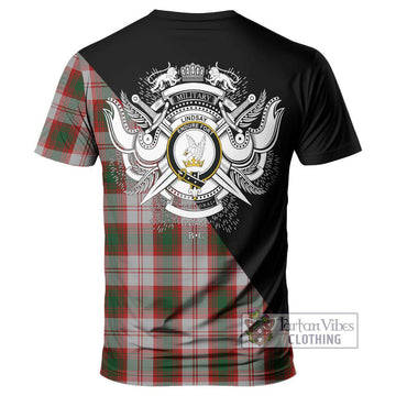 Lindsay Dress Red Tartan T-Shirt with Family Crest and Military Logo Style