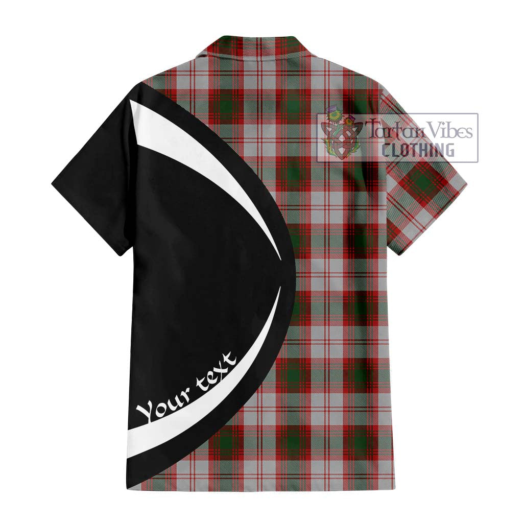 Lindsay Dress Red Tartan Short Sleeve Button Up with Family Crest Circle Style - Tartan Vibes Clothing