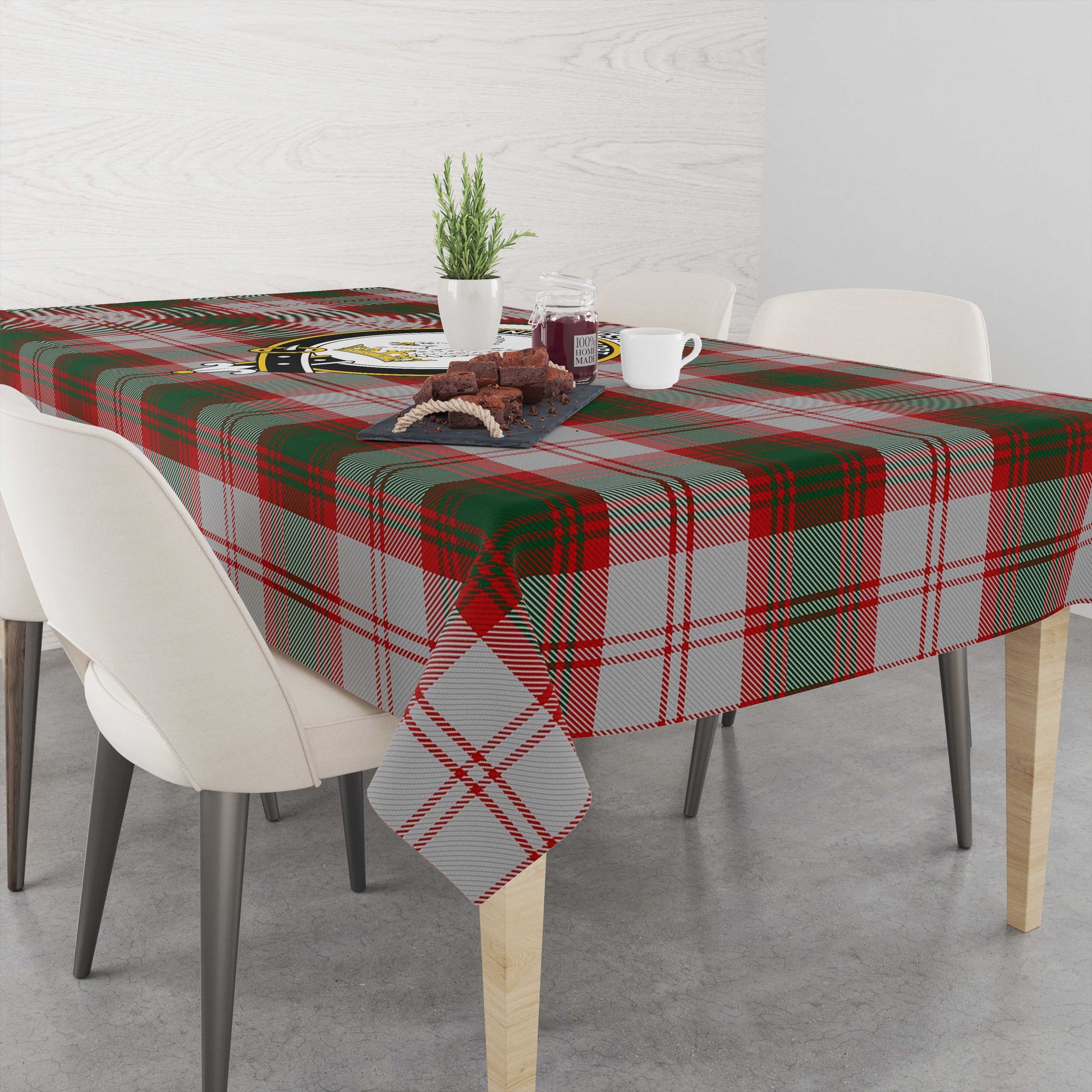 lindsay-dress-red-tatan-tablecloth-with-family-crest