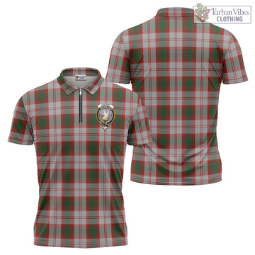 Lindsay Dress Red Tartan Zipper Polo Shirt with Family Crest