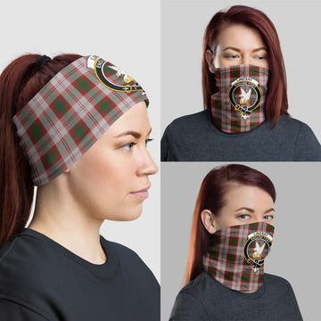 Lindsay Dress Red Tartan Neck Gaiters, Tartan Bandanas, Tartan Head Band with Family Crest