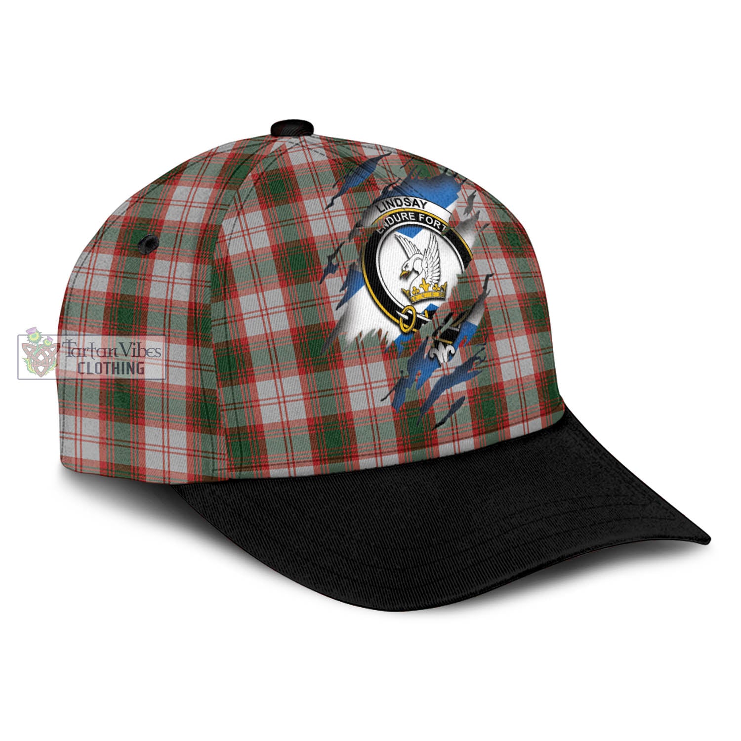 Tartan Vibes Clothing Lindsay Dress Red Tartan Classic Cap with Family Crest In Me Style