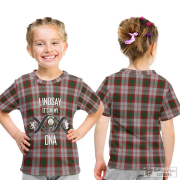 Lindsay Dress Red Tartan Kid T-Shirt with Family Crest DNA In Me Style