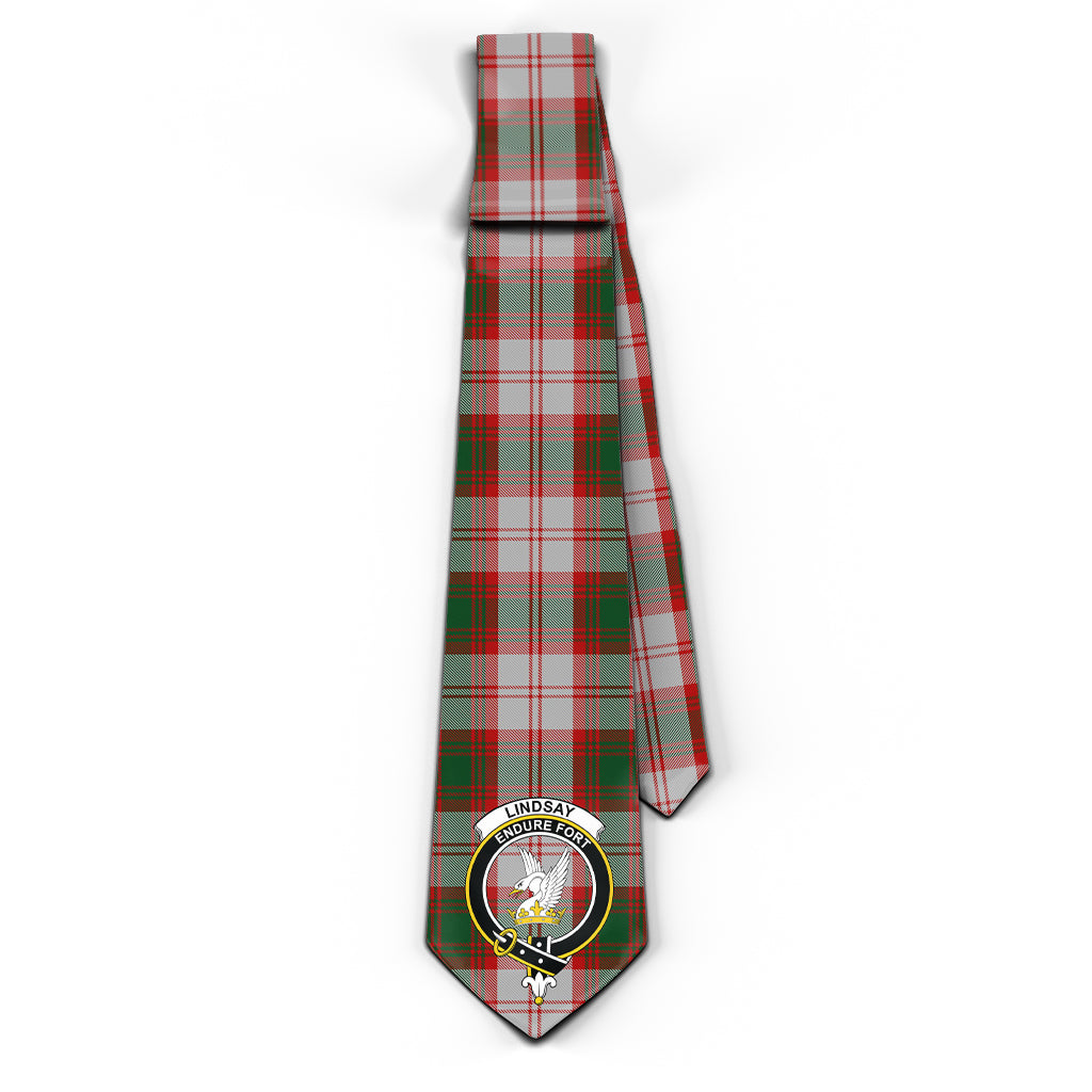 Lindsay Dress Red Tartan Classic Necktie with Family Crest - Tartan Vibes Clothing