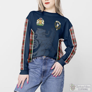 Lindsay Dress Red Tartan Sweater with Family Crest and Lion Rampant Vibes Sport Style