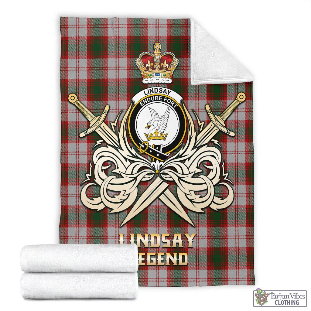 Tartan Vibes Clothing Lindsay Dress Red Tartan Blanket with Clan Crest and the Golden Sword of Courageous Legacy