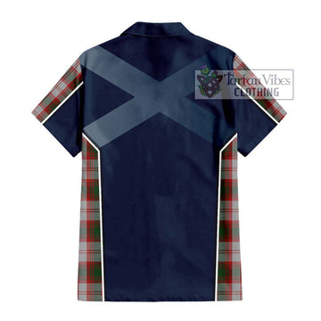 Lindsay Dress Red Tartan Short Sleeve Button Shirt with Family Crest and Lion Rampant Vibes Sport Style