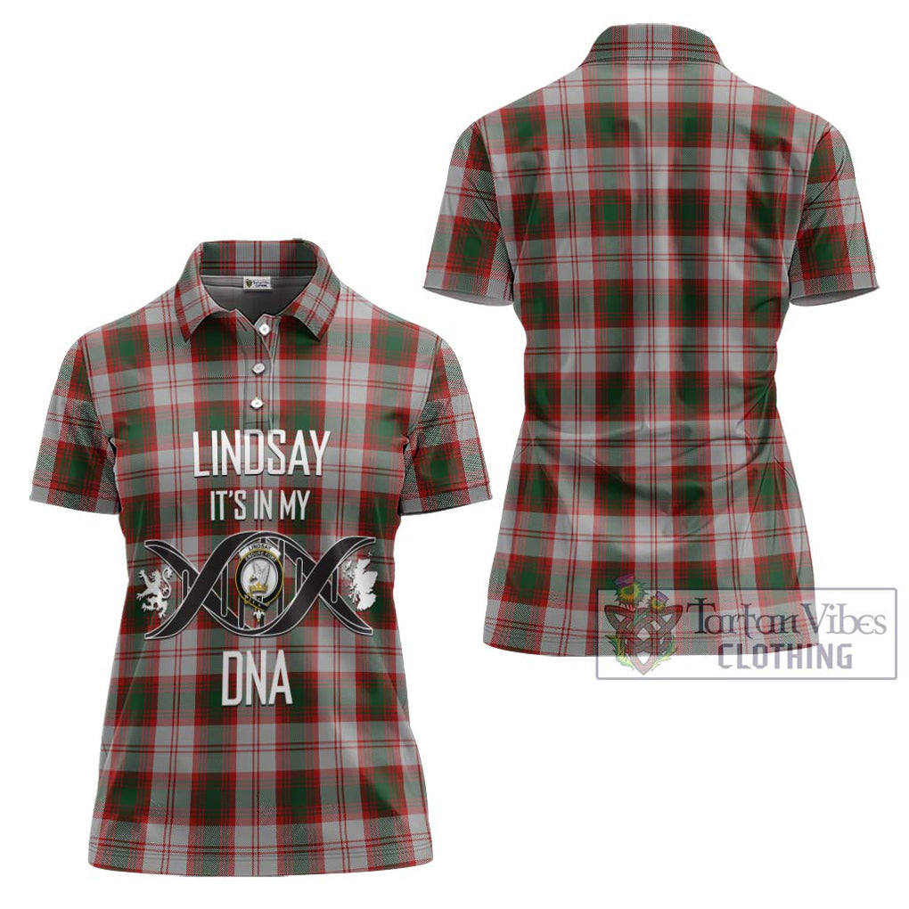 Lindsay Dress Red Tartan Women's Polo Shirt with Family Crest DNA In Me Style - Tartanvibesclothing Shop