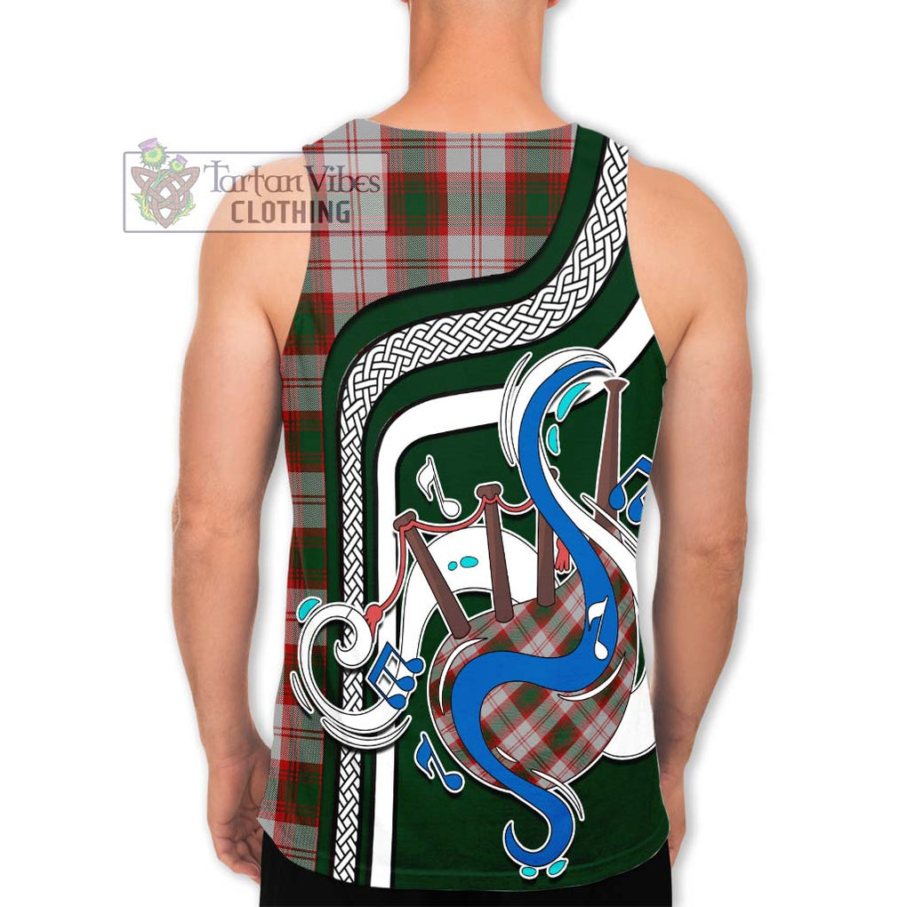 Lindsay Dress Red Tartan Men's Tank Top with Epic Bagpipe Style - Tartanvibesclothing Shop