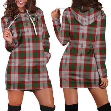 Lindsay Dress Red Tartan Hoodie Dress with Family Crest