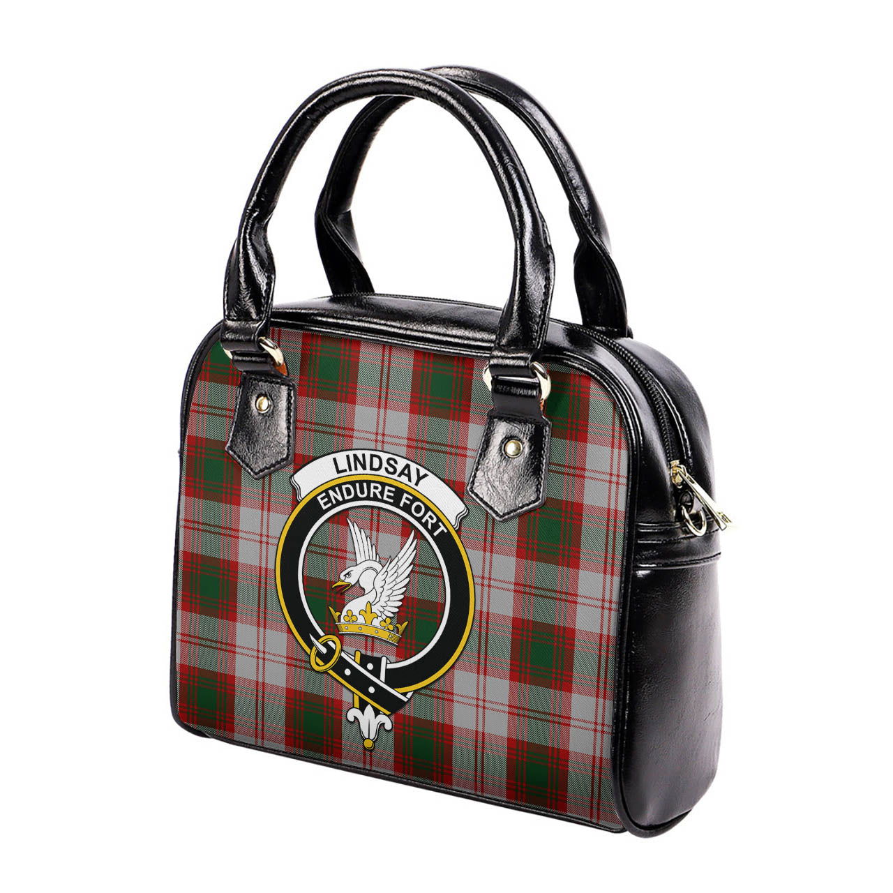 Lindsay Dress Red Tartan Shoulder Handbags with Family Crest - Tartanvibesclothing