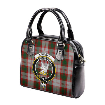 Lindsay Dress Red Tartan Shoulder Handbags with Family Crest