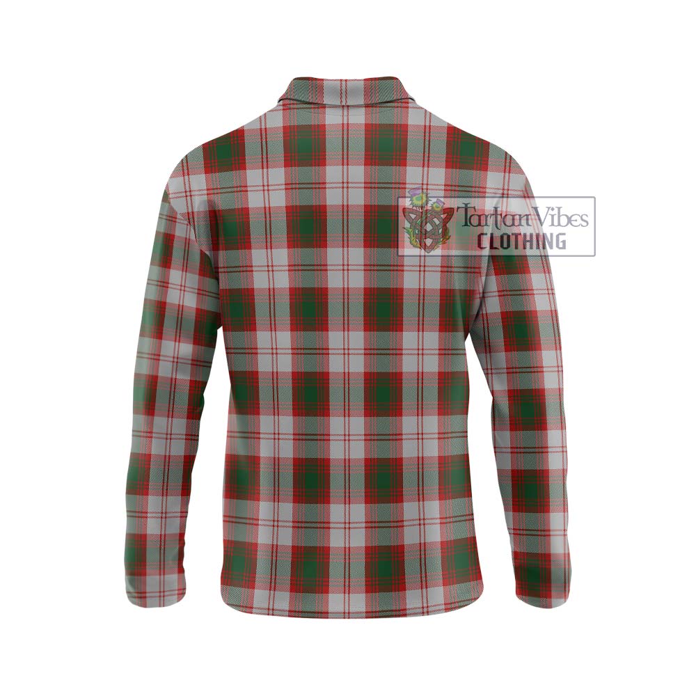 Lindsay Dress Red Tartan Long Sleeve Polo Shirt with Family Crest DNA In Me Style - Tartanvibesclothing Shop