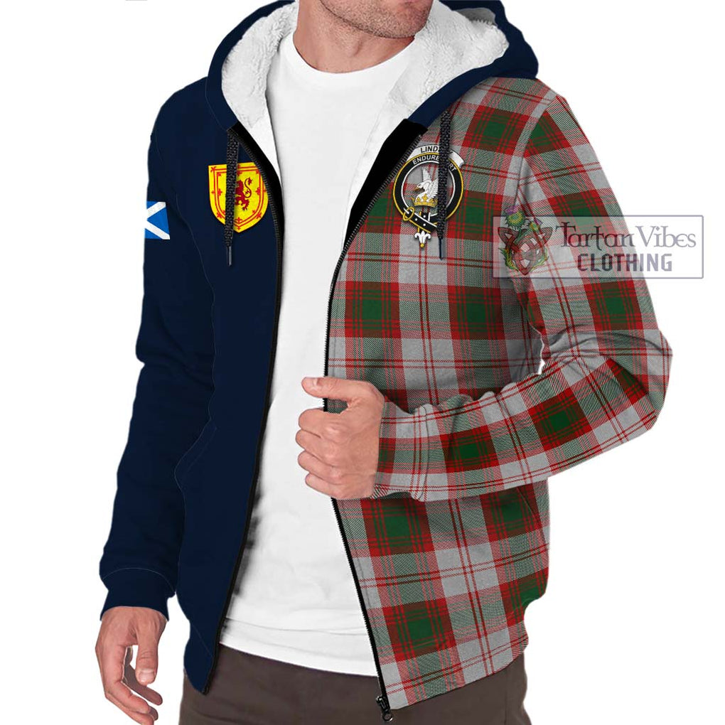 Tartan Vibes Clothing Lindsay Dress Red Tartan Sherpa Hoodie with Scottish Lion Royal Arm Half Style