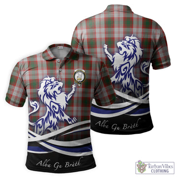 Lindsay Dress Red Tartan Polo Shirt with Alba Gu Brath Regal Lion Emblem