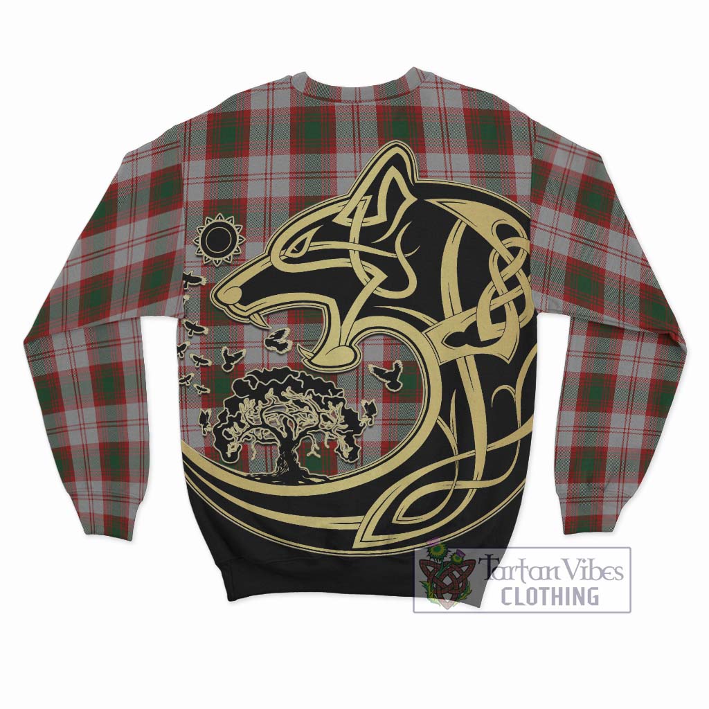 Tartan Vibes Clothing Lindsay Dress Red Tartan Sweatshirt with Family Crest Celtic Wolf Style