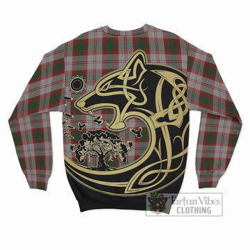 Lindsay Dress Red Tartan Sweatshirt with Family Crest Celtic Wolf Style
