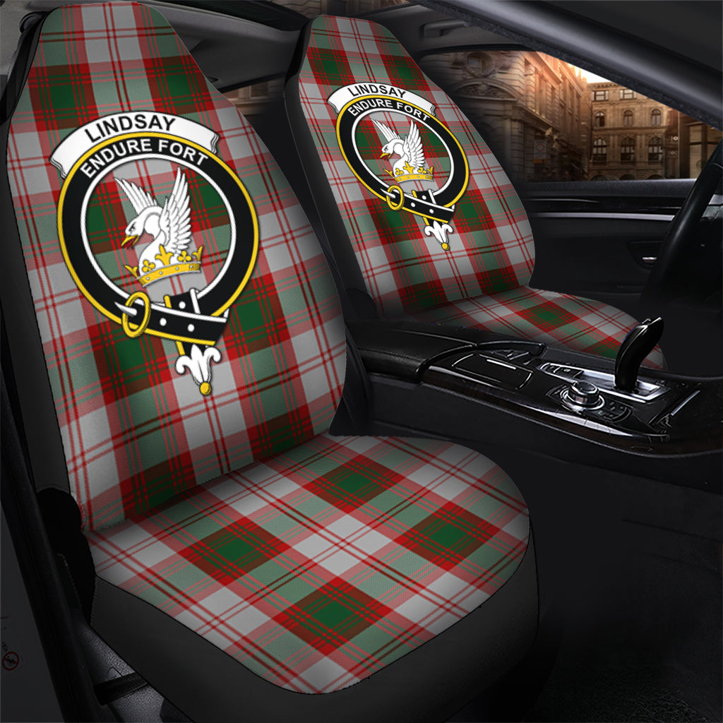 Lindsay Dress Red Tartan Car Seat Cover with Family Crest - Tartanvibesclothing