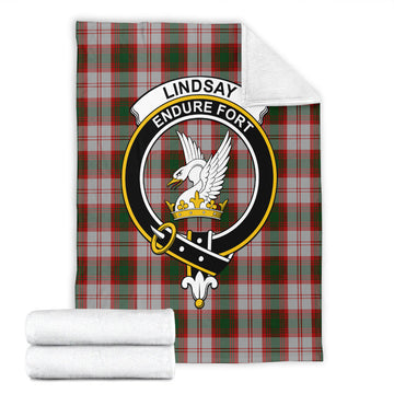 Lindsay Dress Red Tartan Blanket with Family Crest