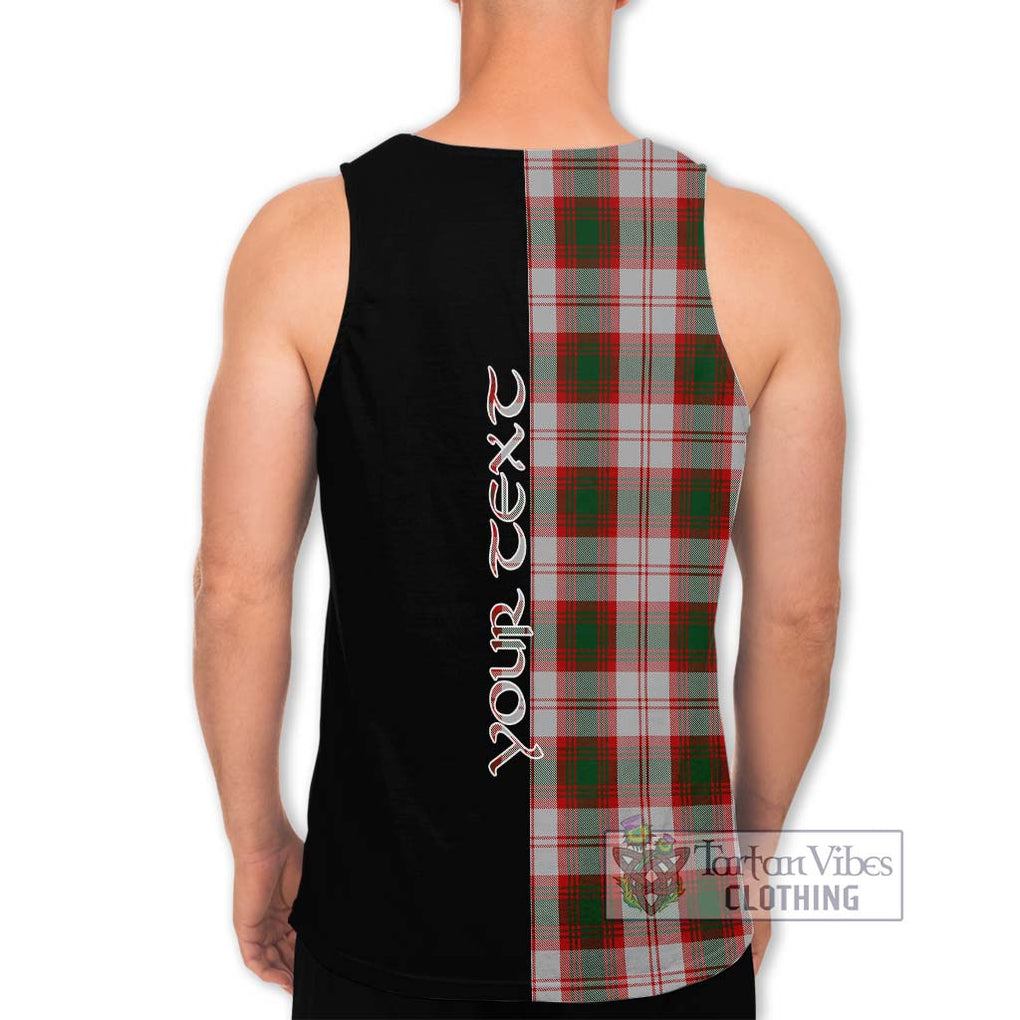 Lindsay Dress Red Tartan Men's Tank Top with Family Crest and Half Of Me Style - Tartanvibesclothing Shop