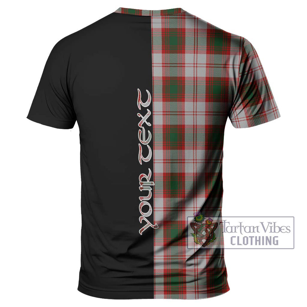 Lindsay Dress Red Tartan T-Shirt with Family Crest and Half Of Me Style - Tartanvibesclothing Shop