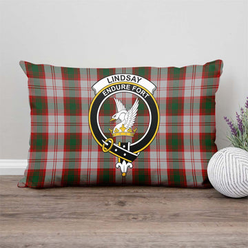 Lindsay Dress Red Tartan Pillow Cover with Family Crest